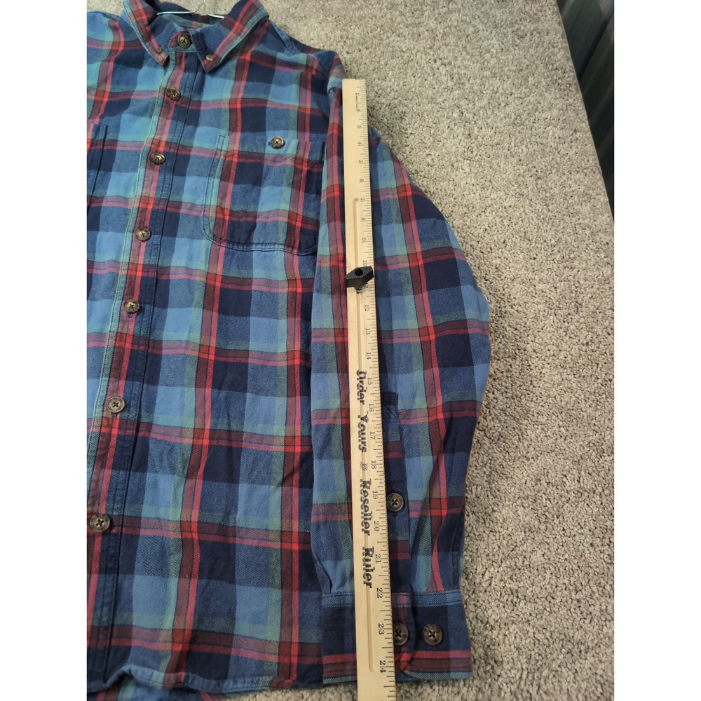 Duluth Trading Co Mens XL Relaxed Fit Flannel Shirt Blue Red Plaid Long Sleeve - Picture 6 of 7